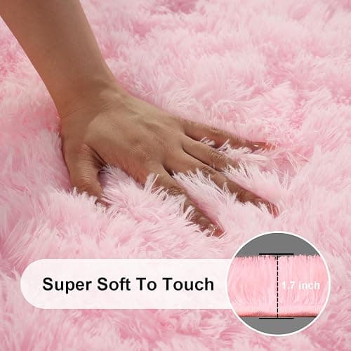 Ehayx Pink Rugs for Living Room, Large Fluffy 6x9 Area Rugs for Bedroom, Fuzzy Shag Soft Non-Slip Carpet for Kids Girls and Boys Nursery Dorm Indoor Room Home Decor (6ft X 9ft, Pink) thumbnail 2