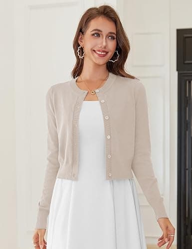 LETDIOSTO Cropped Cardigan Bolero Shrug for Women, Button Down Long Sleeve Knit Sweater for Dresses,for Jeans, XS to XL thumbnail 5