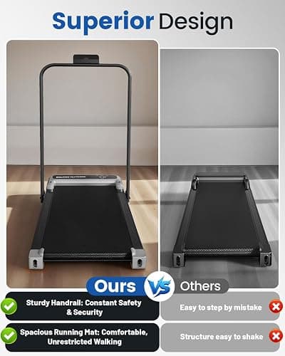 Walking Pad Treadmill with Handle Bar and Adjustable Incline, Compact Portable Treadmills for Home Office, 2.5HP Quiet Anti-Slip Under Desk Treadmills, 0.6-3.8 MPH Remote Speed Control thumbnail 6