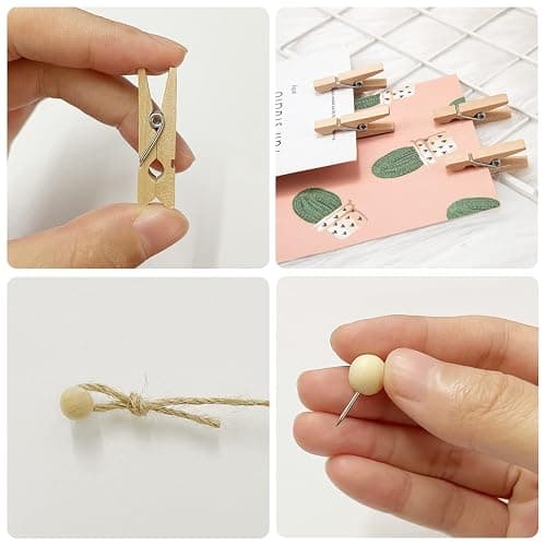 Photo Hanging Display with 50 Photo Clips, String Hanging Pictures Decor Wall Display, Clip Photo Holders for Hanging Kids Artwork On Wall Decor Home thumbnail 4