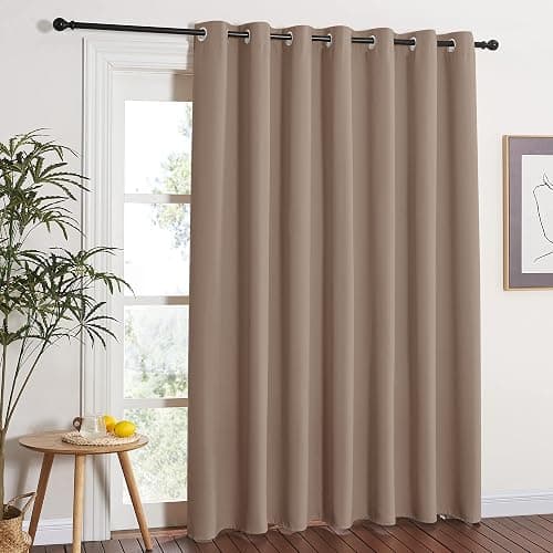 NICETOWN Blackout Blinds for Patio Door - Sliding Door Insulated Blackout Curtains, Extra Wide Curtain for Villa/Hall/Parlor (100 inches W x 84 inches L, Cappuccino) - Image 1