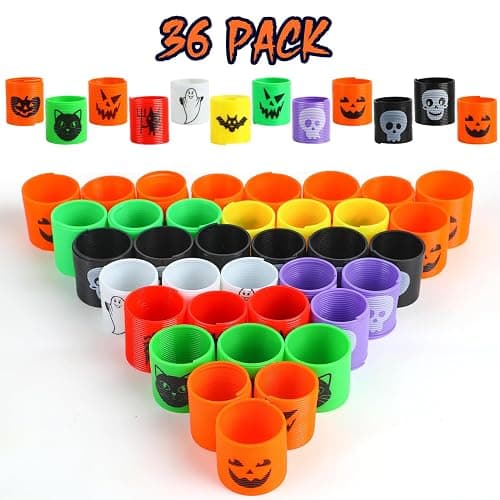SULOLI Halloween Coil Springs for Kids, 36pcs Assorted Halloween Theme Pattern Spring Toys Party Favors Halloween Treat Bags Gifts thumbnail 4