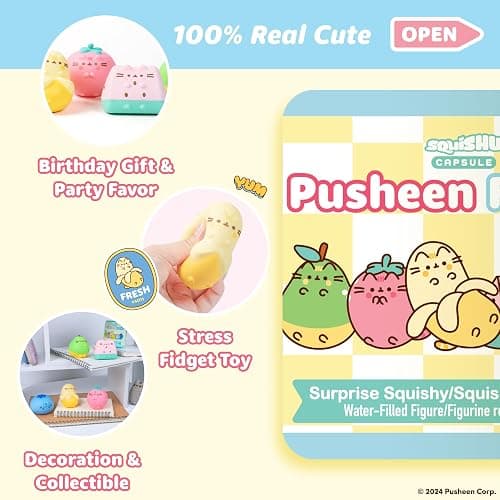 Hamee Pusheen The Cat [Surprise Blind Capsule] [Fruits Series] Cute Water Filled Squishy Toy [Birthday Gift Bags, Party Favors, Gift Basket Filler, Stress Relief Toys] (Assorted - 1 Pc.) thumbnail 2