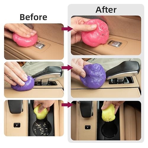 COLORCORAL 4 Pack Car Cleaning Gel Reusable Auto Slime Cars Cleaner Dust Cleansing Gels,Vehicle Interior Cleaning Care Putty,Keyboard Cleaner Goop for Car Vent, Corners, Crevice,Office Desktops Debris thumbnail 6