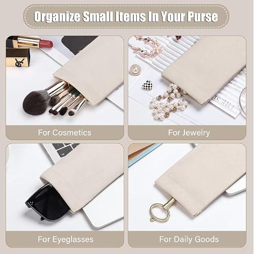 Sightor Sunglass Case, 2 Pcs Soft Eyeglass Cases for Women Portable Squeeze Top Leather Glasses Pouch thumbnail 5