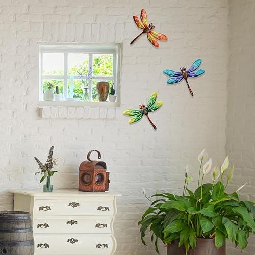 Yonivexis Metal Dragonfly Wall Decor Outdoor wall Art Hanging Decorations Living Room Bedroom Fence Dragonfly Garden Decor, Style1 | Hanging Living Room Bedroom Fence Dragonfly Garden Decor thumbnail 2