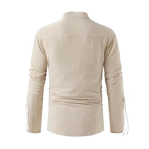 Men's Pirate Shirt Medieval Renaissance Steampunk Retro Long Sleeve Lace up T Shirt Viking Gothic Halloween Costume Top thumbnail 4