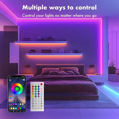 SILFU Outdoor LED Strip Lights, 20FT Waterproof IP67 led Lights for Bedroom RGB, 44Key Remote with App Control, Music Sync Color Changing Rope Lights for Room Decoration thumbnail 2