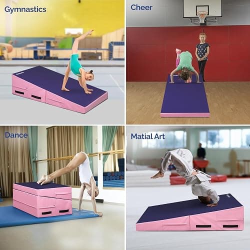 Matladin 48"x24"x14" Tumbling Mat - Folding Gymnastics Cheese Wedge Mat for Kids, Girls Home Training thumbnail 7