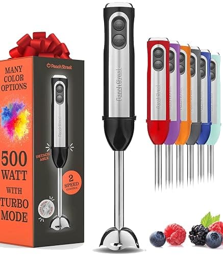 Powerful Immersion Blender, Electric Hand Blender 500 Watt with Turbo Mode, Detachable Base. Handheld Kitchen Gadget Blender Stick for Soup, Smoothie, Puree, Baby Food, 304 Stainless Steel Blades - Image 1