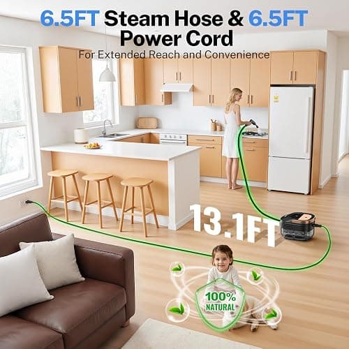 ODSD Steam Cleaner for Home & Car, 3-Level Adjustable Steamer for Cleaning, 15s Heat-Up & 1.6L Large Tank, Handheld Steam Cleaner for Car Detailing, Home, Tile, Grout,Furniture with 15pcs Accessories thumbnail 5