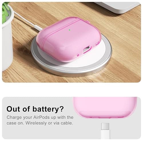 LoeoeL for Airpods Pro 3 Case Clear, Transparent Silicone Cute Girly Airpods Pro 3rd Generation Case with Keychain, Hard Shell Plastic Airpods Cover Accessories for Women Girls, Light Pink thumbnail 5