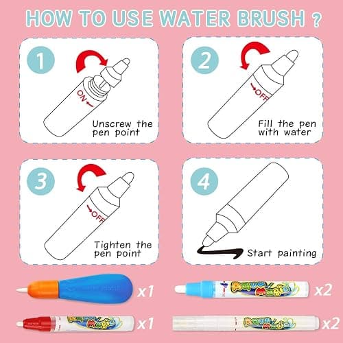 Water Doodle Mat- Kids Painting Writing Doodle Board Toy - Color Drawing Mat Bring Magic Pens Educational Toys for Age 3 4 5 6 7 8 9 10 Year Old Girls Boys Toddler Present thumbnail 4