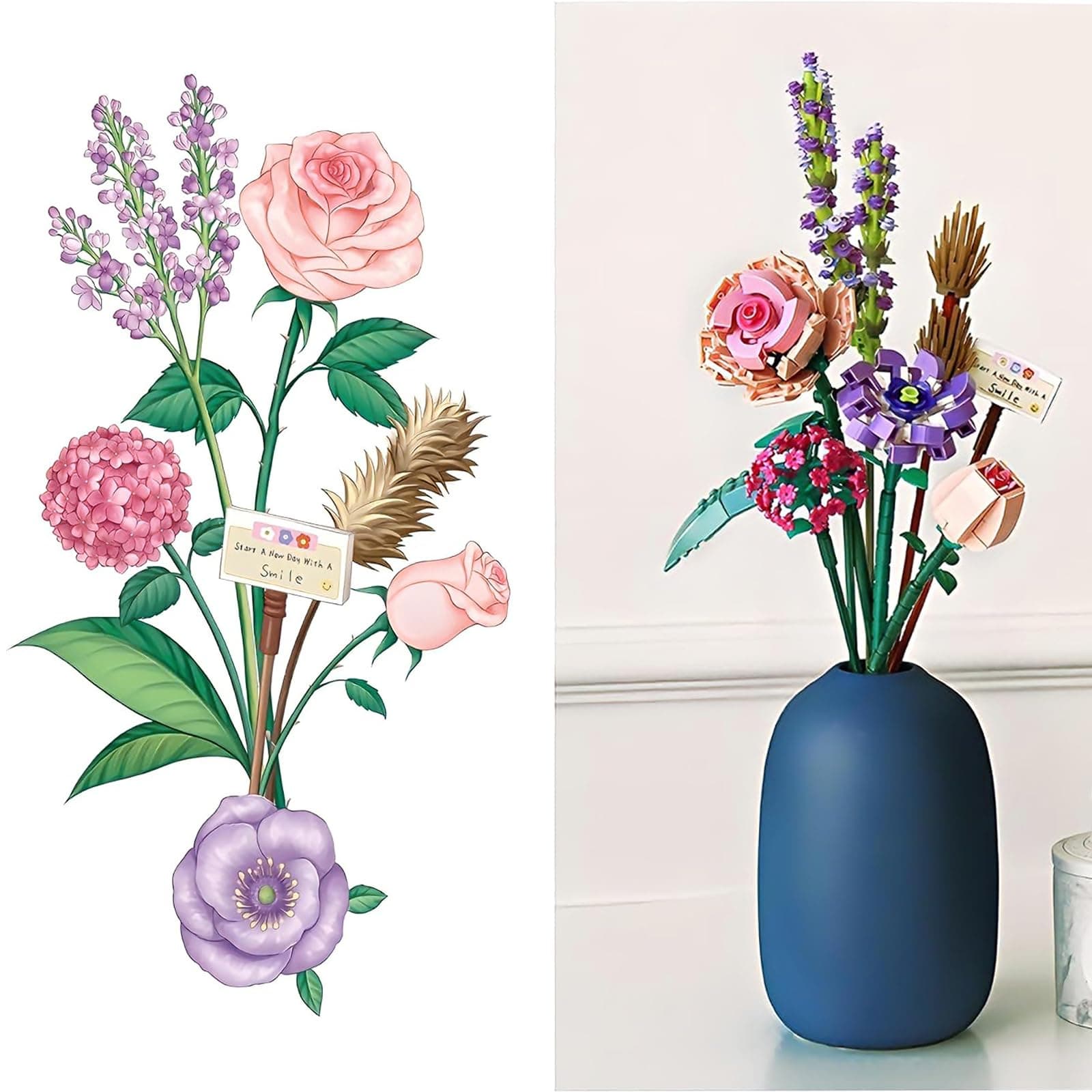 Bloques de Construcción Ramo de Flores, Juego de Bloques De Flores, Mini Juguete de Construcción Adecuados para Niños a Partir de 8 Años, con Exquisitas Cajas de Embalaje (547 partículas) thumbnail 2