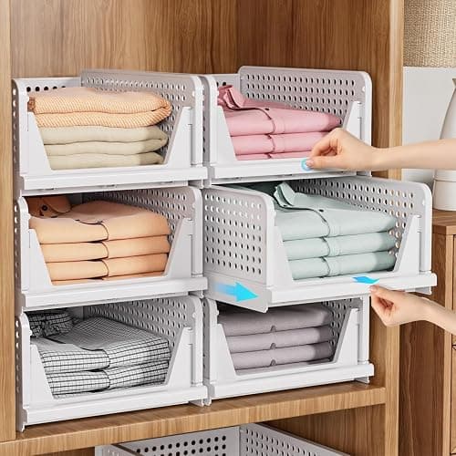 SNSLXH Stackable Closet Storage Basket thumbnail 2