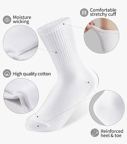Laysblen 3-6 Pack Womens long crew socks comfortable Soft lightweight Cotton Thin Casual Socks thumbnail 2