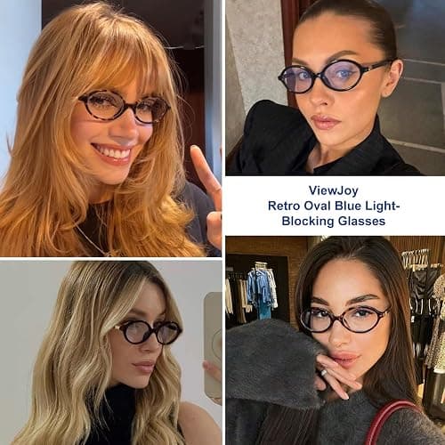 ViewJoy Retro Oval Blue Light Glasses for Women Fashion Computer Glasses Bluelight Blocking Eyewear Vintage Frame thumbnail 7