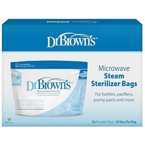 Dr. Brown’s Microwave Steam Steriliser Bags for Baby Bottles, Travel Steriliser, Reusable Steriliser Bags, Hospital-Grade Sterilising Bags, 5-ct - Image 1