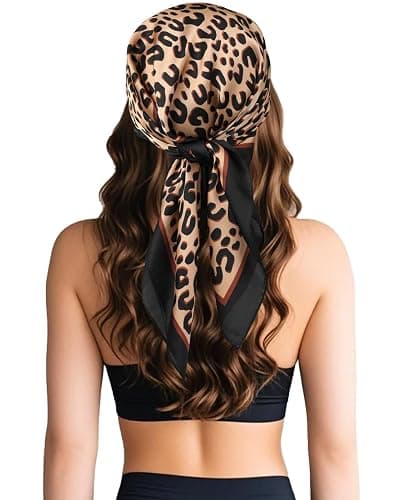 Sumolux Head Hair Scarf for Women Like Satin Silk Scarf Bandana Hair Wrapping Night Large Square Scarves 27.5" thumbnail 4