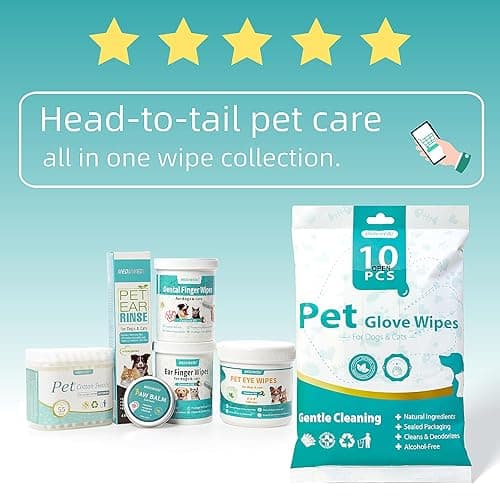 MEDUWEDU Ear Cleaner Finger Wipes 60 Counts, Dog Ear Cleaner, Grooming Kit Care for Dogs and Cats, Soft & Easy Otic Cleaning Pads, Remove Wax, Dirt & Stop Smelly, Itchy, Non-Irritating, Coconut Scent - Coconut - 1.5" 60pcs thumbnail 8