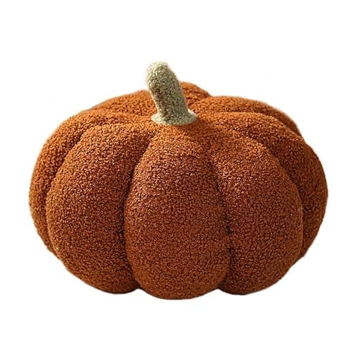 DRTRU Fluffy Plush Stuffed Pumpkin, Soft Decorative Throw Pillow, 30cm (Brown) - Image 1