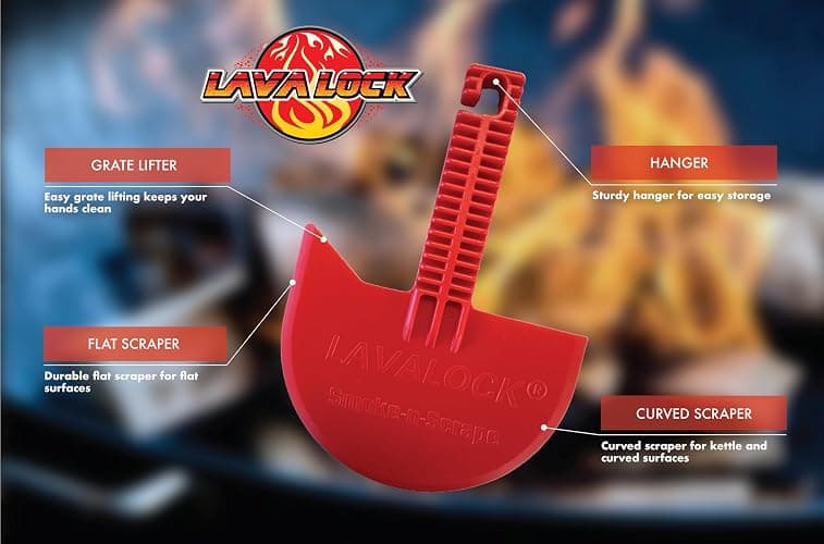 LavaLock Smok-n-Scrape Grill and Smoker Scraper, Residue Remover Cleaning Tool for Weber Kettle, Weber Smokey Mountain, UDS, WSM (Red Smoke-n-Scrape) thumbnail 2