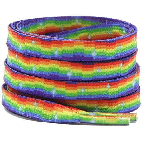 DELELE Flat Gradient Shoe Laces: Colored Print Shoelaces Sneakers 2 Pair - 39 inch(100CM) - 01 Rainbow