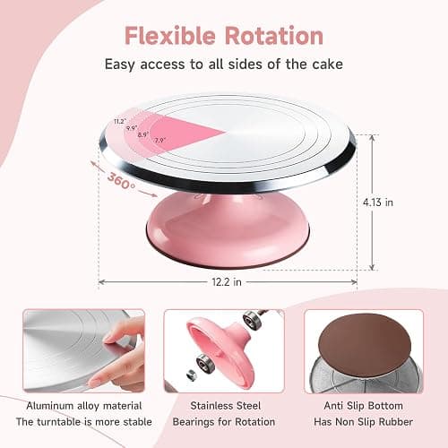 Cake Decorating Kit, 138pcs Cake Decorating Supply with 12 Inch Aluminium Cake Turntable, 64 Numbered Icing Piping Tips, 2 Spatulas, 3 Icing Comb Scraper and Leveller, Piping Bags,cake decorating tool thumbnail 2