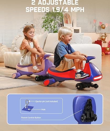 FanttikRide N7 Pro Electric Wiggle Car, Flashing Wheels, for Ages 3+, Blue | Max 4 Mph, Anti-Rollover, Kids Car with Bluetooth, Ride on Car with 150 Lbs, Easy Assembly, Indoor / Outdoor, CyberWiggle thumbnail 6