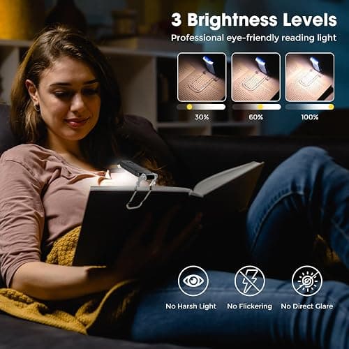 VZZNN 12 Pack Reading Light,Rechargeable Book Light for Reading in Bed,Clip-On Book Lights with 3 Color Temperature,Bulk Gifts for Book Lovers Kids Adults（Multicolor） thumbnail 3