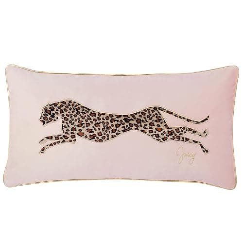 Juicy Couture Reversible Velvet Cheetah Pillow, 14" x 24" Decorative Pillow, Pink Blush thumbnail 4