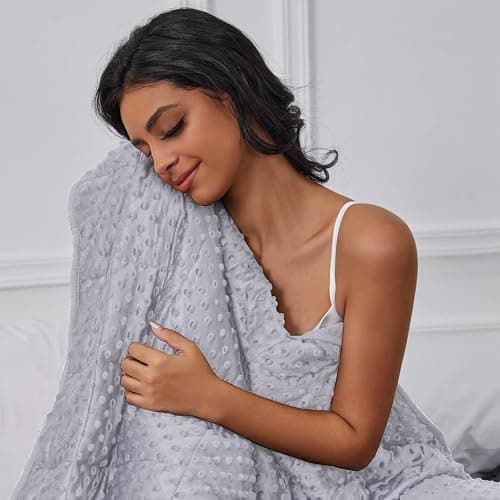 WAIBIO Weighted Blanket for Adults, Comfortable and Soft Throw Weighted Blanket with Premium Glass Beads for All Season 15 lbs 60"x80", Light Grey thumbnail 6