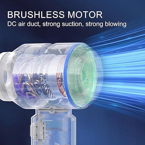 Handheld Vacuum Cordless, 21000Pa Wireless Handheld Car Vacuum Cleaner Strong Suction, 4 in 1 Mini Vacuum Portable Cordless, 100W High Power Brushless Motor & Air Duster for Car, Home, Gifts (Blue) thumbnail 8