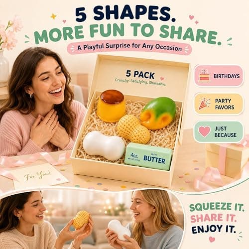 5 Pack Crunchy Squishy Asmr Squishies Feel, Crunchy Squeeze Stress Ball | Butter Peanut Pudding Mango Soap Crunchy Squishy Realistic Non Rebound Moldable Party Favor Gifts for Adults thumbnail 7