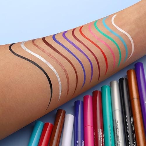 LANGMANNI 12 Colors Matte Liquid Eyeliner Set, Neon Colorful Pigmented With Long-lasting, Smudgeproof & Waterproof Eye Liner Makeup for Bold & Stunning Looks - Gift for Girls thumbnail 3