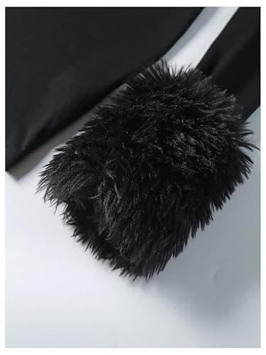 SOLY HUX Women's Bodycon Mini Dress Off The Shoulder Contrast Faux Fur Long Sleeve Dresses thumbnail 2