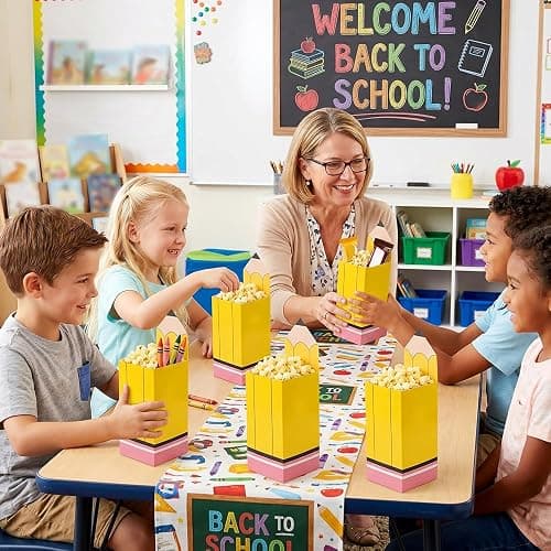 Pencil Candy Boxes, 12 Pcs Back to School Treat Gift Boxes, Pencil Popcorn Candy Goodie Snacks Holders Bulk First Day of School Paper Containers for Teacher Students Classroom Gift School Party Favors thumbnail 5
