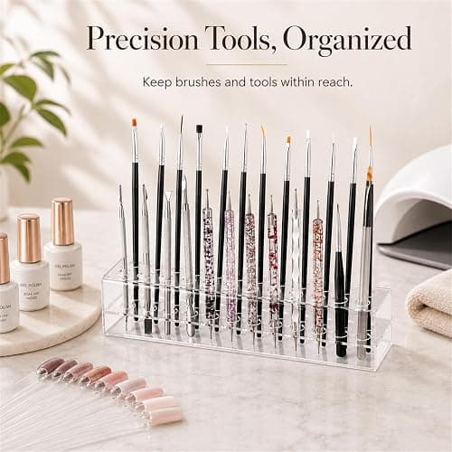 Nail Art Tool Organizer, Nail Technician Gifts, Nail Brush Holder, Storage for Storing Pro Beauty Finger Nailcare Art Kit Tools Makeup Display Case Refillable Container Holder Organization (1, 24) thumbnail 4