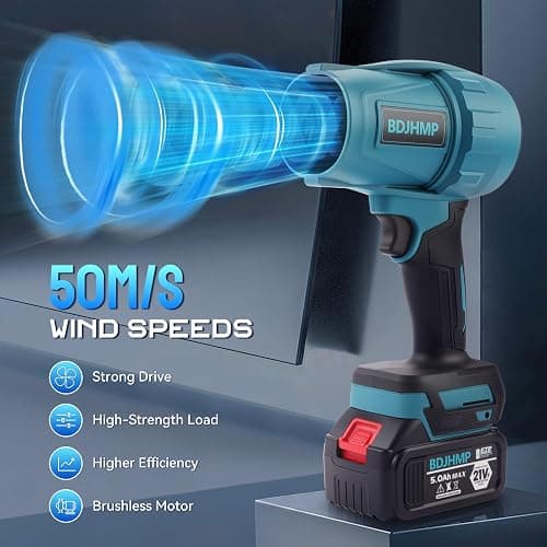 Leaf Blower Cordless, 21V 350,000RPM Portable Dust Cleaner Handheld Leaf Blower w/ 5.0Ah Batteries & Charger, Lightweight Blower for for Lawn, Yard, Patio, Sidewalk and Car Cleaning thumbnail 6