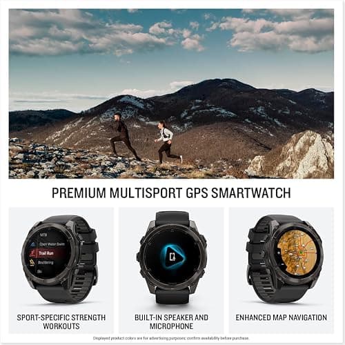 Garmin fēnix® 8 – 51 mm, AMOLED, Sapphire, Premium Multisport GPS Smartwatch, Long-Lasting Battery Life, Dive-Rated, Built-in LED Flashlight, Carbon Gray DLC Titanium with Pebble Gray Band thumbnail 2