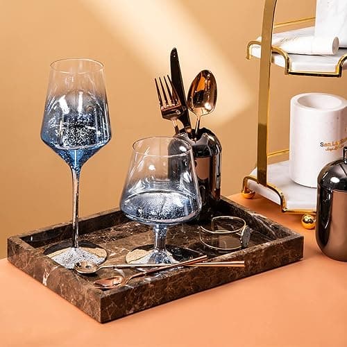 StonePlus Natural Marble Storage Vanity Tray, Cosmetics Jewelery Tray, Kitchen Organizer, Coffee Table Tray (Coffee Net, 11.8L x 7.87W x 1.18H) thumbnail 5