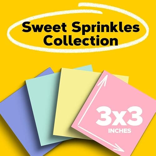Post-it Greener Notes, 3x3 in, 24 Pads, America's #1 Favorite Sticky Notes, Sweet Sprinkles Collection, Pastel Colors, Clean Removal, 100% Recycled Material (654R-24CP-AP) thumbnail 3