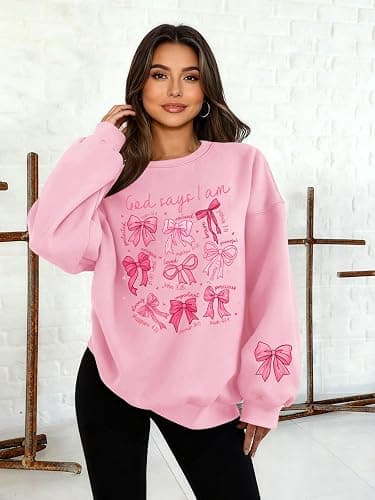 UYIQL Christian Sweatshirts for Women Oversized Faith Jesus Shirts Bible Verses Inspirational Long Sleeve Graphic Pullover thumbnail 2
