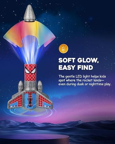 Fullware Rocket Launcher for Kids – 2nd Gen Upgraded Design, Electric Auto Launch, 200ft Flight with Safe Parachute, Outdoor Rocket Toy for Boys & Girls, Birthday Gift for Ages 6-13, Spider Pattern thumbnail 7