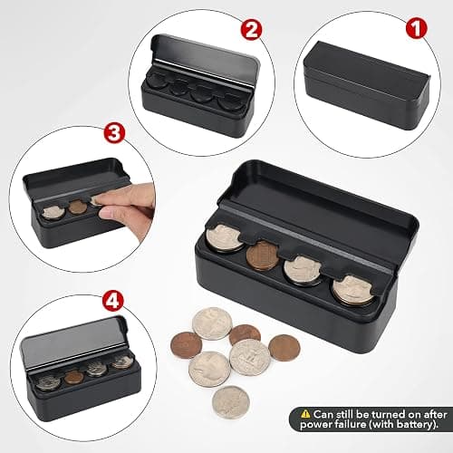 SINGARO Coin Holder for Car, Coin Change Organizer Compatible with Coins of Different Sizes, Dash-Mounted Holder Suitable for Most Cars, Trucks(Black) thumbnail 5