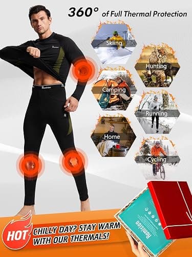 romision Thermal Underwear for Men Long Johns Fleece Lined Hunting Gear Bottom Top Set Base Layer for Cold Weather Gift thumbnail 6
