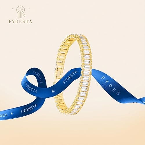 Fydesta 14K Gold Plated Tennis Bracelet for Women – Classic CZ Link Design, Fits 6.0"–7.2" Wrists – Stylish Sparkling Jewelry Gift, Timeless Tennis Bracelets for Women thumbnail 6