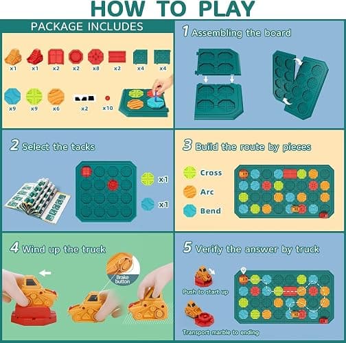 burgkidz Montessori STEM Toys for Kids: Logical Road Builder Board Game | 180+ Brain Teaser Puzzles on 8 Mega Boards - Develops Logic Skills for Preschoolers - Montessori Gifts for Boys Ages 3-8 thumbnail 6