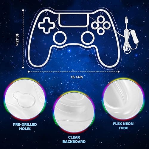 Kavaas Gamer Neon Sign, Game Controller LED Sign for Gaming Room Decor - Game Neon Sign for Teen Boy Room Decor - Best Gamer Gifts for Boys, Kids thumbnail 2