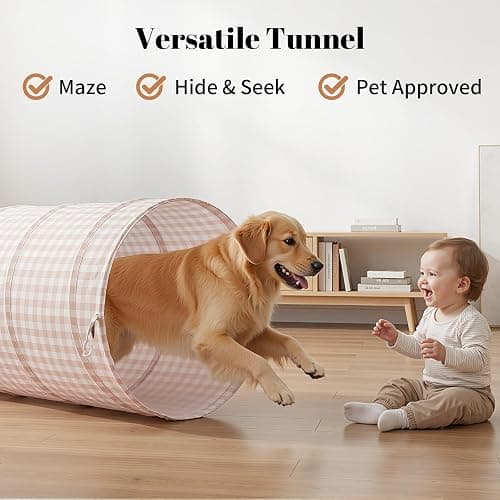Suncuber Tunnel Toys for Toddlers: Pop Up Kids Play Tunnel with Carry Bag - Collapsible Peachskin Fabric Tunnel for Baby Indoor & Outdoor - Sensory Activity Gift for Boys Girls Pet Puppy Dog thumbnail 4